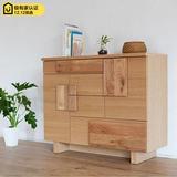 日式实木储物柜 餐边柜 斗柜 白橡木现代简约 原木定制柜