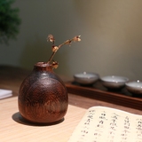 日式烧桐木家具 实木花瓶 酒壶形花瓶 木花插花瓶花器 禅韵