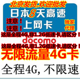 日本达摩8天docomo无限流量4g手机电话上网卡送中国长途60分钟