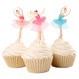 4款24枚 芭蕾舞女孩 儿童创意生日派对装饰蛋糕插牌插片插签