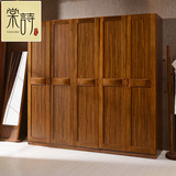 棠诗实木衣柜现代中式衣柜组合胡桃木实木家具木质大衣柜厂家直销