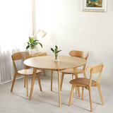 北欧宜家圆形白橡木餐桌现代简约小户型纯实木日式餐桌椅组合包邮