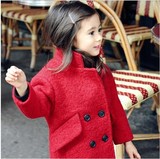 韩国童装女童冬季呢子外套儿童中长款毛呢宝宝加厚加绒羊毛呢大衣