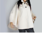 2015秋冬时尚短款羊毛呢斗篷披肩外套韩版休闲女蝙蝠袖女呢子大衣