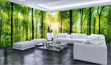 大型壁画巨幅清新绿色森林影视客厅沙发电视背景墙纸现代自然风景