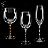 品牌装饰水晶玻璃金色家用红酒杯高脚杯彩色香槟杯创意红酒杯套装