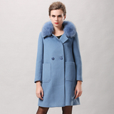 2015冬季品牌狐狸毛领羊毛呢子外套 女羊绒大衣中长款正品8815 86