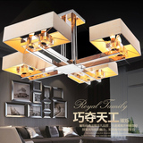 现代简约餐厅灯三头 创意LED客厅灯饰吸顶灯不锈钢饭厅灯水晶