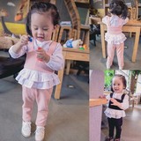 新款春装女童三件套装2016韩版小香风公主套装1-2-3-4岁宝宝衣服