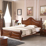 中式实木双人床 全香樟木床 美式欧式简约床1.8米大床 包物流