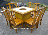 大理石火锅桌 长方形火锅桌椅套件 实木椅子 火锅店餐桌餐椅124