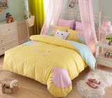 黄色糖果色公主女孩被套床单四件套纯棉床上用品韩国春夏床品4