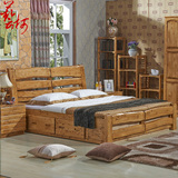实木床原木床双人床纯柏木床现代中式1.8米大床1.5米全实木家具