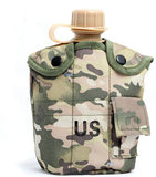 US水壶 外贸军迷1L户外多功能套装 带铝饭盒+保暖迷彩套野外求生