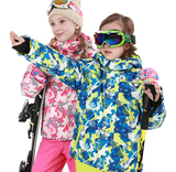 Phibee菲比小象迷彩 男女大童 加厚防水滑雪服 儿童两件套装 衣裤