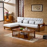 现代新中式全实木沙发组合橡木客厅贵妃转角沙发床推拉两用A16