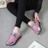 2016新款春季单鞋韩版学院风运动潮流亮色侧拉链内增高平跟女鞋子