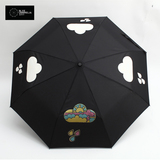 蓝雨伞折叠女全自动三折伞韩国个性变色伞超轻太阳伞黑胶雨伞创意