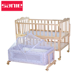 三乐婴儿床实木带独立工字摇篮大尺寸宝宝童床可侧翻加长变书桌床
