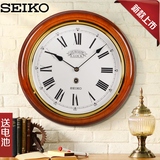 2015新款12英寸SEIKO精工豪华挂钟 实木静音客厅欧式时尚挂表挂钟