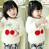 童装女童秋冬装2015新款韩版儿童加厚加绒圆领针织衫毛衣短裙套装