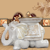 家居装饰树脂工艺品泰国招财白色大象客厅穿换鞋凳子摆件创意摆设