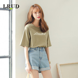 LRUD2016夏装新款韩版女装简约小字母印花短袖T恤宽松显瘦圆领T恤