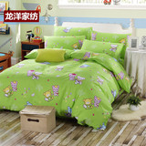 韩国纯棉卡通小熊果绿儿童被套床单三件套全棉床上床笠四件套订做