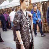 2015秋装外套韩版学生豹纹潮冬季女装外搭中长款冬天针织开衫毛衣