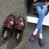 天猫京东商城唯品会品牌蘑菇街大东2016新款小皮鞋女平底粗跟单鞋