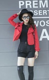 2015秋季新款韩版大翻领长袖短款外套麂皮绒短外套女