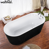 沃特玛 浴缸独立式亚克力薄边浴缸 浴室浴盆1.6米黑白欧式浴缸