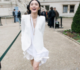 韩国SZ代购2015春夏季新款明星款简约气质后开叉时尚小西装外套女