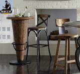Loft欧美式铁艺实木高脚椅复古酒吧咖啡厅餐厅椅子吧台前台椅吧凳