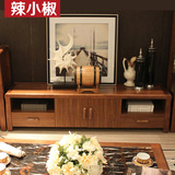 辣小椒 新中式家具 现代简约实木框乌金木色电视柜 组合地柜矮柜