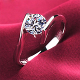 简约结婚戒指环 50分钻石戒指 定制完美祼钻18K白金 周大福女礼物