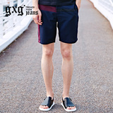 gxg jeans男装夏个性撞色拼接直筒男士休闲五分短裤潮#62922004
