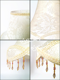 米白色布艺创意壁灯大号51厘米台灯落地灯奢华吊珠床头灯灯罩欧式