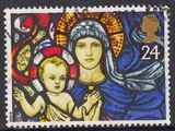 英国信销邮票 1992年 圣诞节 彩绘玻璃窗 5-2：圣母子