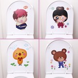 卫生间浴室马桶贴纸 韩国可爱卡通多用居家装饰墙贴 加厚防水耐温