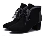 2015秋冬新款卡迪娜专柜正品粗跟女鞋真皮马丁靴短靴KA43521