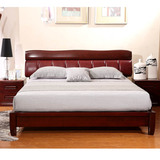 实木床1.5纯橡木床1.8高档真皮软靠双人床 现代新中式高箱床婚床