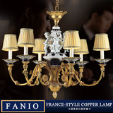 FANIO法尼奥法式欧美式全铜陶瓷吊灯别墅奢华客餐厅法式灯具吊灯