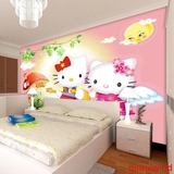 3D大型可爱kitty猫壁纸公主房墙纸壁画儿童背景墙 温馨卧室影视墙