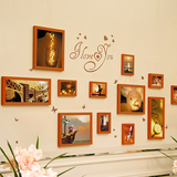 英文爱情墙贴相框墙客厅卧室创意组合12框欧式墙壁装饰实木照片墙