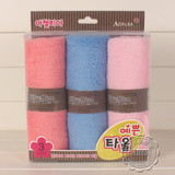 韩国进口毛巾 超细纤维毛巾 双面珊瑚绒 吸水强 家庭3P装 礼盒装