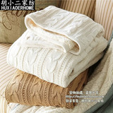 简约纯色毛线针织加绒毛毯加厚仿羊绒毛线毯外贸原单沙发毯包邮