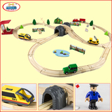 儿童电动小火车轨道玩具 男孩益智拼装轨道 兼容托马斯火车 木制