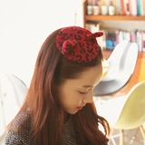 韩国代购李夏怡同款可爱个性豹纹小猫耳朵帽子装饰发箍4色选