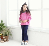 韩版品牌童装女童韩版宽松蝙蝠袖糖果色毛衣儿童休闲打底衫亲子装